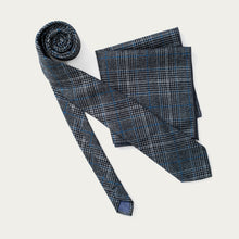 Ladda upp bild till gallerivisning, Komboset | Slips & näsduk i ull | Blågrårutig