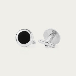 Manschettknapp Black Dot | Tidlös och elegant design | Silver